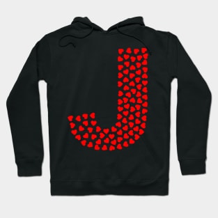 Letter J Heart Shape Initial Hoodie